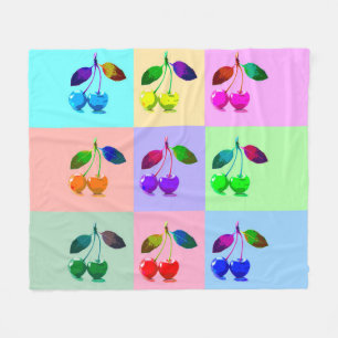 Kleurrijke Kersen - Pop Art   Fleece Deken