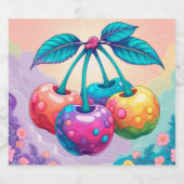 Kleurrijke kersen sparkling wijnetiket (Enkel label)