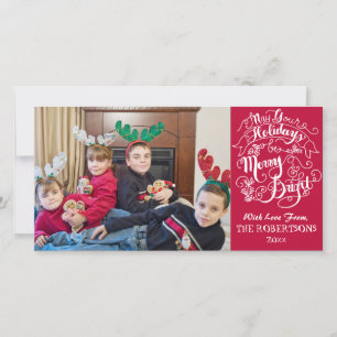 Kleurrijke Kerst Aqua Modern Foto Kerstmis Feestdagenkaart