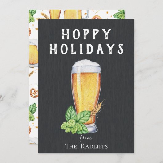 Kleurrijke Kerst Chalkboard Plat Kerstkaart (Voorkant / Achterkant)