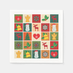 Kleurrijke Kerst Collage White Paper servet