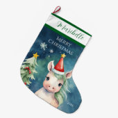 Kleurrijke Kerst Eenhoorn Grote Kerstsok (Voorkant (Hangend))