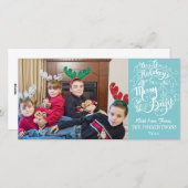 Kleurrijke Kerst Feestdagen Aqua Moderne Foto Kers Feestdagenkaart (Voorkant / Achterkant)