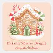Kleurrijke kerst Gengperkoek  Vierkante Sticker (Voorkant)