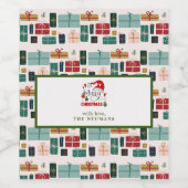 Kleurrijke Kerst Gift Box Patronen Wijn Etiket (Enkel label)