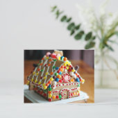 Kleurrijke Kerst Gingerbread House Feestdagenkaart (Staand voorkant)