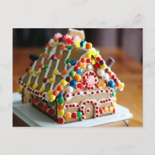 Kleurrijke Kerst Gingerbread House Feestdagenkaart (Voorkant)