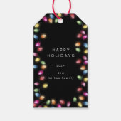 Kleurrijke Kerst Lichten Monogram Gift Labels Cadeaulabel (Voorkant)