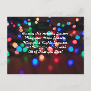 Kleurrijke Kerst Lichtjes met Gedicht Briefkaart