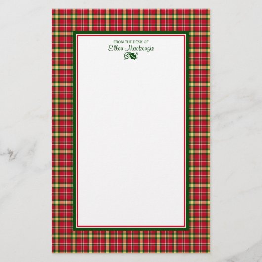 Kleurrijke Kerst Plaid Gepersonaliseerd Briefpapier (Voorkant)