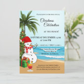 Kleurrijke kerst strand viering uitnodiging (Staand voorkant)
