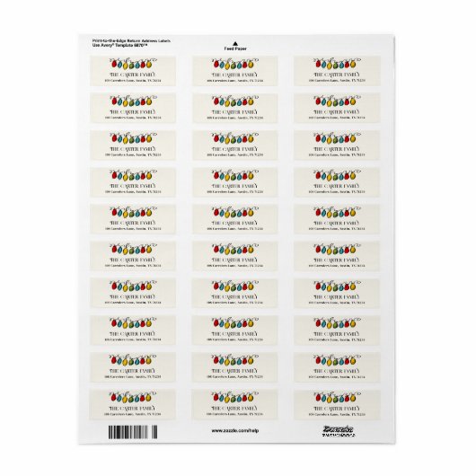 Kleurrijke Kerst String Lights Schets Etiket (Full Sheet)