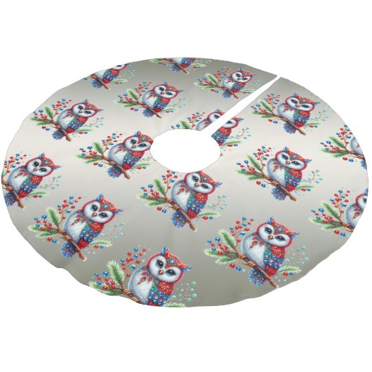 Kleurrijke kerst uil boom rok kerstboom rok (Gekanteld)