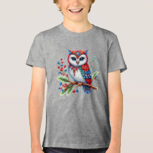 Kleurrijke Kerst Uil Jongens T-shirt