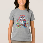 Kleurrijke Kerst Uil Jongens T-shirt (Voorkant)