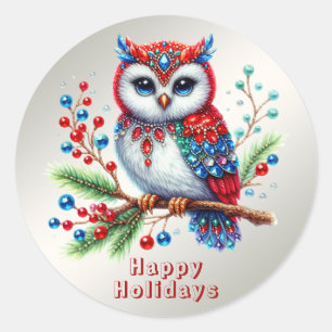 Kleurrijke kerst uil Sticker