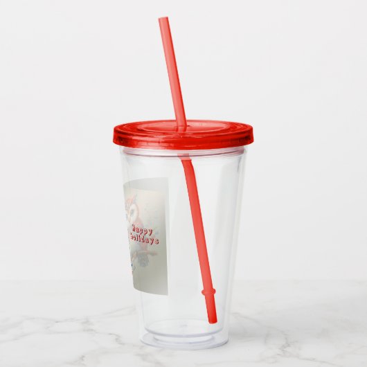 Kleurrijke Kerst Uil Vakantie Acryl Tumbler Acryl Drinkbeker (Links)