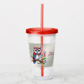 Kleurrijke Kerst Uil Vakantie Acryl Tumbler Acryl Drinkbeker (Voorkant)