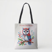 Kleurrijke kerst uil vakantie Canvas tas (Voorkant)