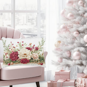 Kleurrijke Kerstballen met Bloemen Accent Kussen