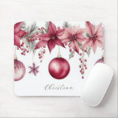 Kleurrijke kerstballen met bloemen muismat (Met muis)