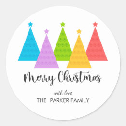 Kleurrijke kerstbomen Gepersonaliseerde Gift Label