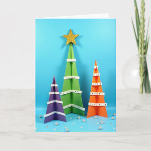 Kleurrijke Kerstbomen Kaart