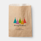 Kleurrijke kerstbomen Kraft Bedankzakje (Voorkant)