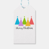 Kleurrijke kerstbomen Kraft Cadeaulabel (Voorkant)