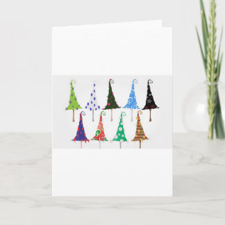 Kleurrijke kerstbomen ontwerp feestdagen kaart