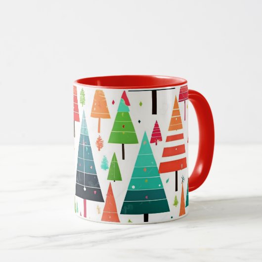 Kleurrijke Kerstbomen Patroon Mok (Voorkant rechts)