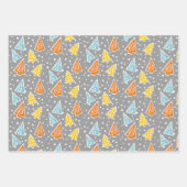 Kleurrijke kerstbomen, "prettige kerst", sneeuw inpakpapier vel (Voorkant)