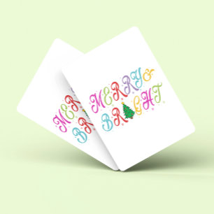 Kleurrijke Kerstboom Merry & Bright Festiviteiten Pokerkaarten