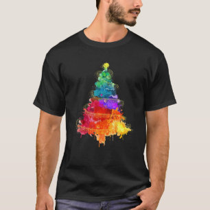 Kleurrijke kerstboom Tie Dye Kerstfamilie M T-shirt