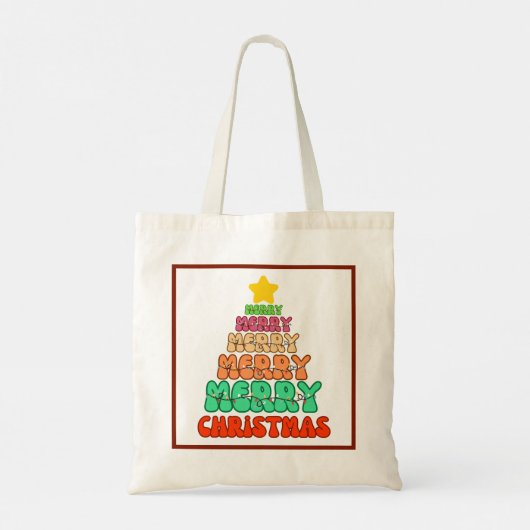 Kleurrijke kerstboom tote bag (Achterkant)