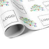 Kleurrijke Kerstboom & Zakelijke Corporate Logo Cadeaupapier (Rol Hoek)