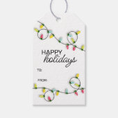 Kleurrijke kerstboomtekenlampjes cadeaulabel (Voorkant)