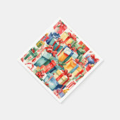 Kleurrijke Kerstcadeaus Waterverf Patroon  Servet (Hoek)