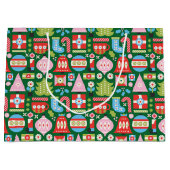 Kleurrijke kerstcadeautjes groot cadeauzakje (Voorkant)