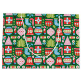 Kleurrijke kerstcadeautjes groot cadeauzakje (Achterkant)