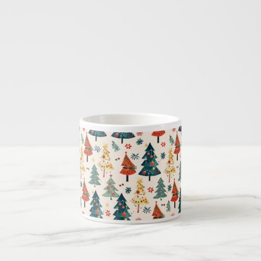 Kleurrijke Kerstdennen Naadloos Patroon Espresso Kop (Voorkant)