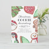 Kleurrijke kerstfeestdag Cookie Decorting Party Kaart (Staand voorkant)