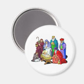 Kleurrijke kerstfeestscène magneet (Voorkant / Achterkant)