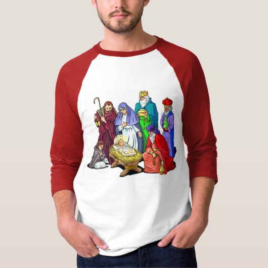 Kleurrijke kerstfeestscène t-shirt (Voorkant)