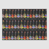 Kleurrijke kerstgitaar gepersonaliseerd tissuepapier (Voorkant)