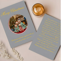 Kleurrijke kerstgroetkaart met familieberic