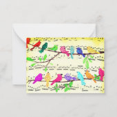 Kleurrijke Kerstkaart met Muzikale Vogels Lied Notitiekaartje (Achterkant)