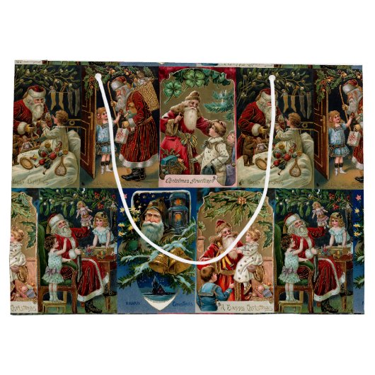 Kleurrijke kerstkledij groot cadeauzakje (Achterkant)