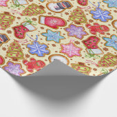 Kleurrijke kerstkoekjes cadeaupapier (Hoek)
