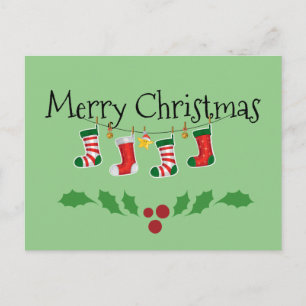 Kleurrijke kerstkousen—Vrolijk kerstfeest Briefkaart